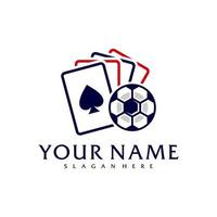 fotboll poker logotyp vektor mall, kreativ poker logotyp design begrepp