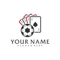 fotboll poker logotyp vektor mall, kreativ poker logotyp design begrepp