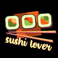 Sushi-Logo. Sushi-Liebhaber schwarzer Hintergrund. vektor