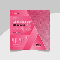 happy valentine day werberabatt verkauf social media post web banner vorlage vektor