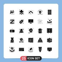 Stock Vector Icon Pack mit 25 Linienzeichen und Symbolen für Lebenstipps Pfeil Glühbirne Glühbirne editierbare Vektordesign-Elemente