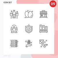 satz von 9 modernen ui-symbolen symbole zeichen für online bearbeitbare vektordesignelemente für den markt für menschliche eier vektor
