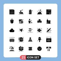 Stock Vector Icon Pack mit 25 Linienzeichen und Symbolen für Cloud-Management Wood Company grün editierbare Vektordesign-Elemente