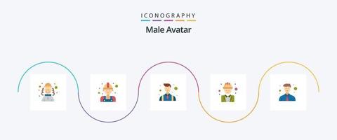 manlig avatar platt 5 ikon packa Inklusive företag. arbetskraft. chef. arbetskraft. chef vektor