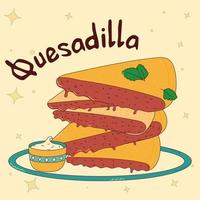 mexikansk traditionell mat. quesadilla. vektor illustration i hand dragen stil
