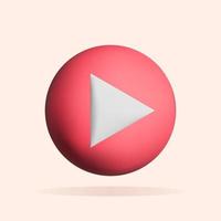 3D-Play-Video oder Musik-Icon-Design. Social-Media-Marketing-Konzept. Vektor-Render-Illustration vektor