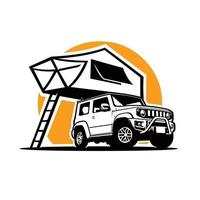 Offroad Overland Camper Silhouette monochrome Vektorillustration vektor