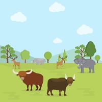 Flat Wild Life Vector Bakgrund