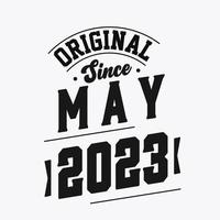 född i Maj 2023 retro årgång födelsedag, original- eftersom Maj 2023 vektor