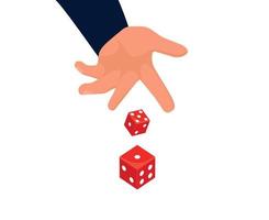 tecknad serie, hasardspel och företag risk begrepp, affärsman hand kasta tärningar, ta en chans., vektor eps10