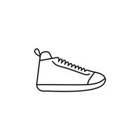 Schwarz-Weiß-Konturvektorillustration von Schuhen. Turnschuhe, Unisex, Outline-Sneaker. Vektorlinie. vektor