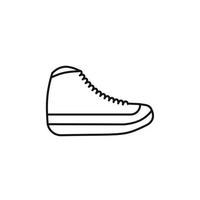 svart och vit kontur vektor illustration av skor. sneakers, unisex, översikt sneakers. vektor linje.