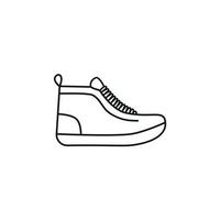 Schwarz-Weiß-Konturvektorillustration von Schuhen. Turnschuhe, Unisex, Outline-Sneaker. Vektorlinie. vektor