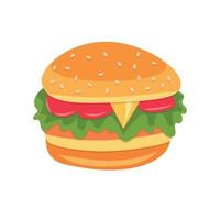 Illustration des stilisierten Hamburgers oder des Cheeseburgers. Fast-Food-Mahlzeit. isoliert auf weißem Hintergrund. vektor