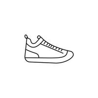 Schwarz-Weiß-Konturvektorillustration von Schuhen. Turnschuhe, Unisex, Outline-Sneaker. Vektorlinie. vektor