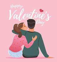 hjärtans dag. en par i kärlek kramar och kyssar. februari 14. söt tecknad serie vektor illustration