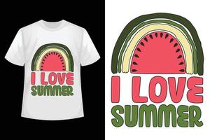 ich liebe sommer - wassermelonen-t-shirt-design-vorlage. vektor