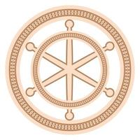en fartygets hjul, ett gammal slavic symbol, dekorerad med scandinavian mönster. beige mode design vektor