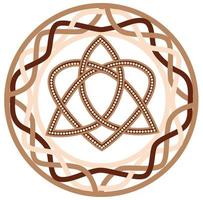 triquetra herz keltischer endloser knoten, ein slawisches symbol, das mit skandinavischen mustern verziert ist. beige trendy vektor