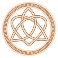 triquetra herz keltischer endloser knoten, ein slawisches symbol, das mit skandinavischen mustern verziert ist. beige trendy vektor