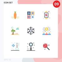 9 platt Färg begrepp för webbplatser mobil och appar båt träd klocka handflatan bröllop redigerbar vektor design element