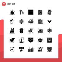 25 solides Glyphenpaket der Benutzeroberfläche mit modernen Zeichen und Symbolen von Strandurlauben Grid Halloween Web Store editierbare Vektordesign-Elemente vektor
