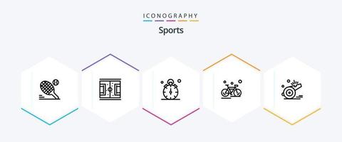 sporter 25 linje ikon packa Inklusive sport. cykel. match. cykel. timer vektor
