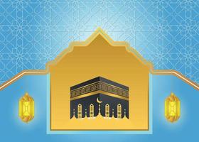 islamic moské baner och mönster ram med Kabba moské vektor