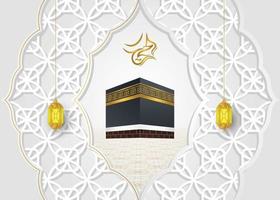 elegant umrah horisontell baner med 3d Kabba vektor