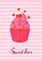 valentinstaggrußkarte mit cupcake und kaffee vektor