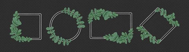 silver- ramar med eukalyptus löv isolerat uppsättning vektor
