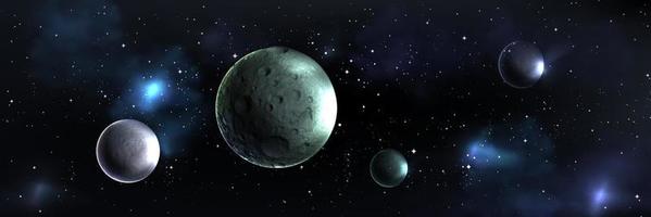 Weltraumgalaxie-Hintergrund mit realistischen Planeten vektor