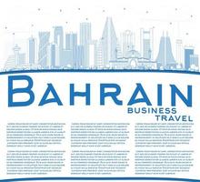skizzieren sie die skyline von bahrain mit blauen gebäuden und kopierraum. vektor