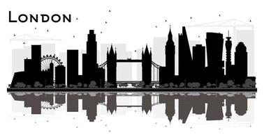 london england city skyline silhouette mit schwarzen gebäuden isoliert auf weißem hintergrund. vektor