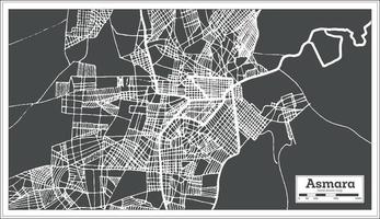 Asmara Eritrea Stadtplan im Retro-Stil. Übersichtskarte. vektor