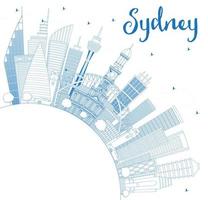 umriss die skyline von sydney australien mit blauen gebäuden und kopierraum. vektor