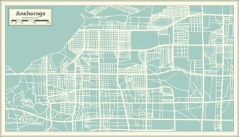 Ankerplatz Alaska USA Stadtplan im Retro-Stil. Übersichtskarte. vektor