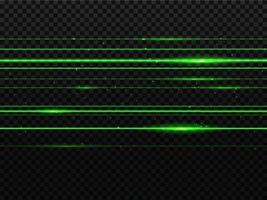 lasergrüne lichtstrahllinien, leuchtende neonblitzstrahlen vektor