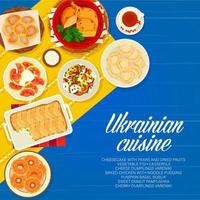 ukrainische küche menüabdeckung mit traditionellen gerichten vektor