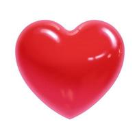 röd glansig realistisk hjärta ikon isolerat på vit. vektor illustration