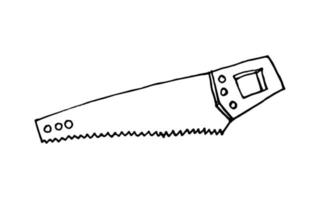 Gekritzel sah Abbildung. hand gezeichneter vektor elektrische kettensäge isoliert. Vektorvorratillustration.