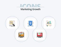 Marketing-Wachstum flach Icon Pack 5 Icon Design. seo. Marketing. Leistung. Sicherheit. Forschung vektor