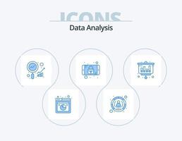 data analys blå ikon packa 5 ikon design. Graf. data säkerhet. analys. låsa. data vektor