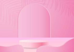 3d minimalistisk rosa podium vektor
