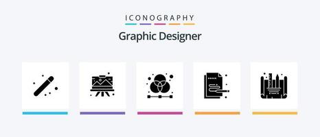 Grafikdesigner Glyph 5 Icon Pack inklusive Bemalung. kreativ. Grafik. Netz. Designer. kreatives Symboldesign vektor