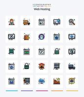 kreatives Webhosting 25 Zeilen gefülltes Icon Pack wie Protect. Scan. Web-Steuerung. Insekt. Rechner vektor
