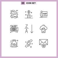 universell ikon symboler grupp av 9 modern konturer av film video salong filma rum redigerbar vektor design element