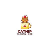 katt kopp logotyp design illustration mall vektor