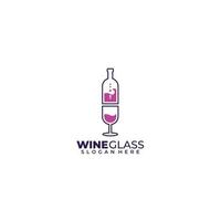 vin glas logotyp Färg design illustration ikon vektor