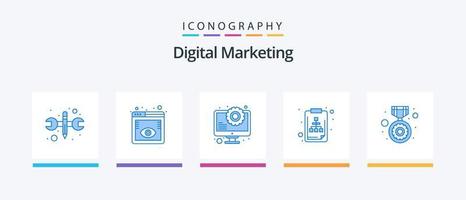 digital marknadsföring blå 5 ikon packa Inklusive pris. fil. blogg. dokumentera. arkiv. kreativ ikoner design vektor